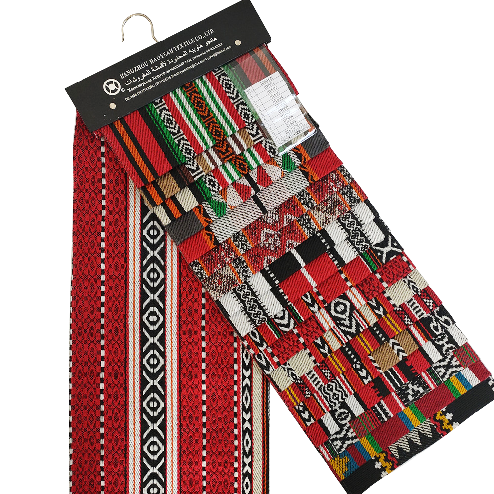 Tessuto sadu jacquard rosso e nero in stile arabo per tessili di mobili divano
